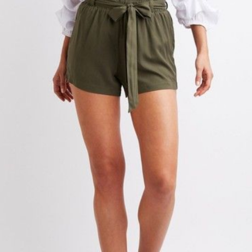 Express Tie Waist Green Sash Shorts Size 4